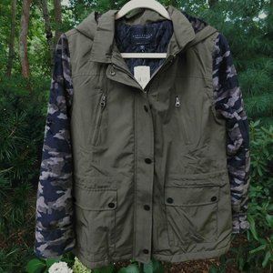 Sanctuary Plush-Camo-Sleeve Anorak Winter Jacket NWT